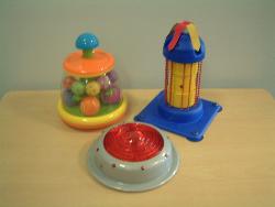 a photograph of three direct access toys.
